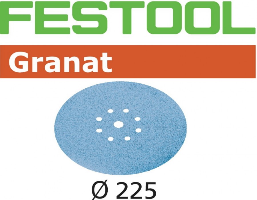 Шлифовальный диск на липучке Velcro Granat 8 отверстий 25шт 225mm P80, FESTOOL