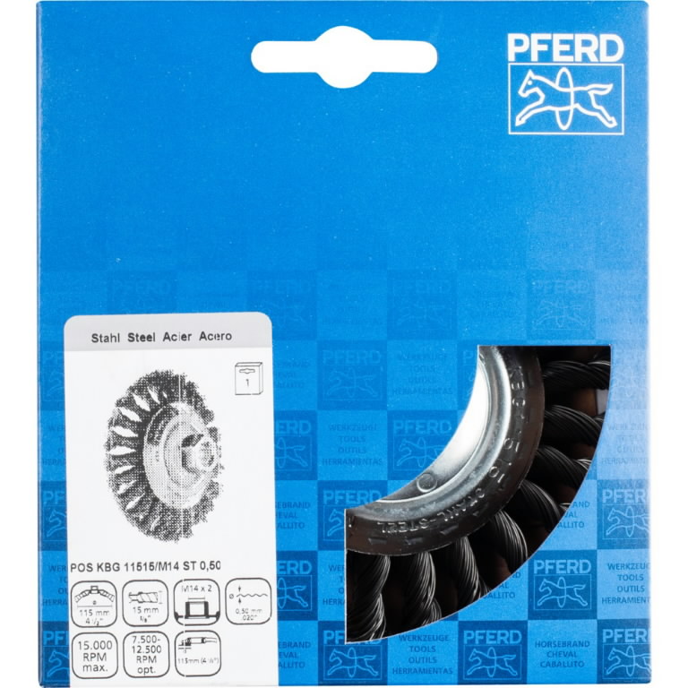 Nuožulnus šepetys pintas KBG Steel 115x15/M14 0,5mm 1