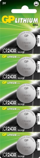 Patarei CR2430, 3V, Liitium, 5 tk., GP
