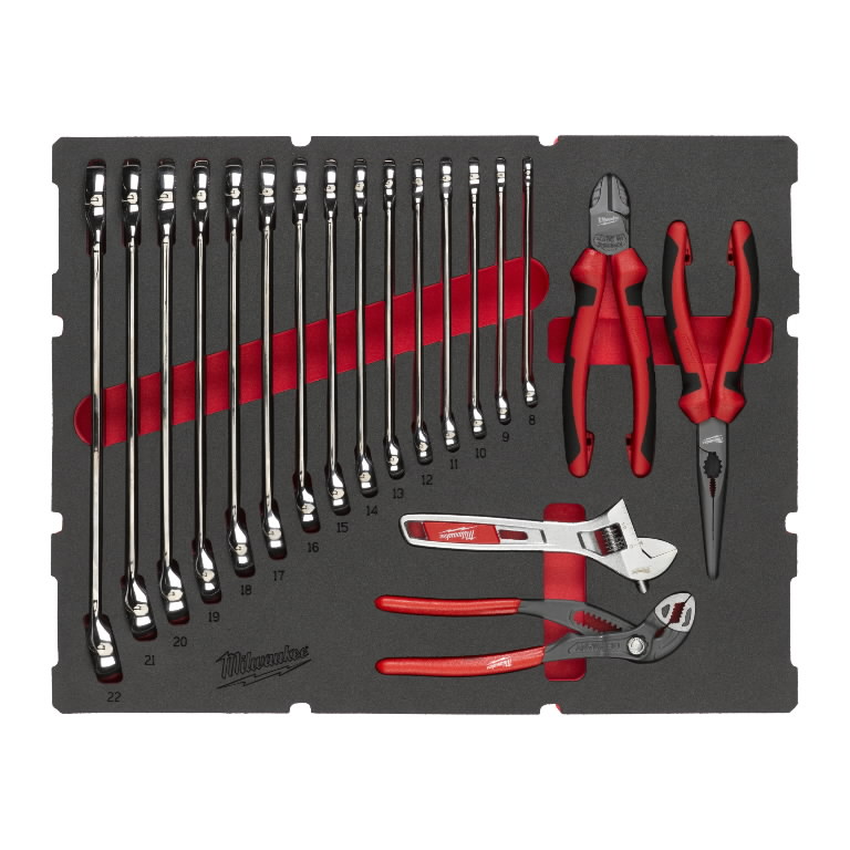 SPANNER & PLIER FOAM 19 pcs, Milwaukee