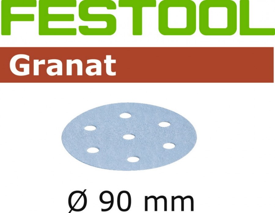 Шлифовальный диск на липучке Velcro Granat 6 отверстий 50шт 90mm P80, FESTOOL 2.