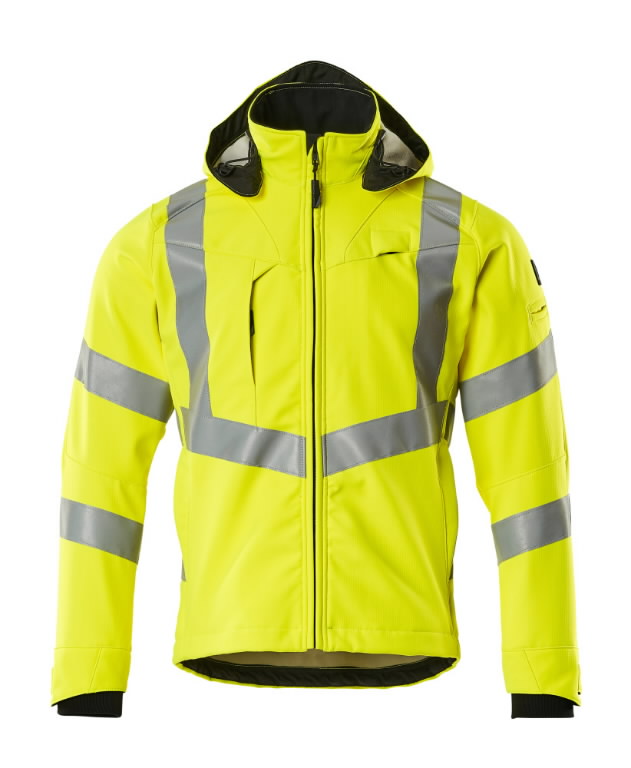 Softshell jacket hooded Blackpool, hi-vis yellow 3XL