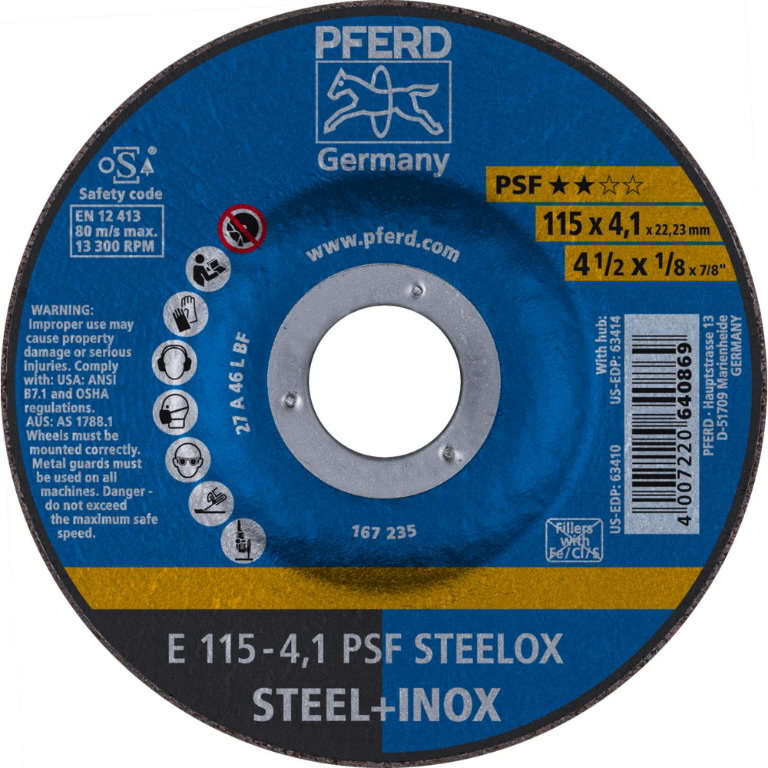 Шлифовальный диск PSF Steel 115-4,1mm A46, PFERD