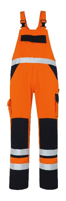Рабочие брюки с лямками Barras, оранжевые/синие, 82C54, MASCOT