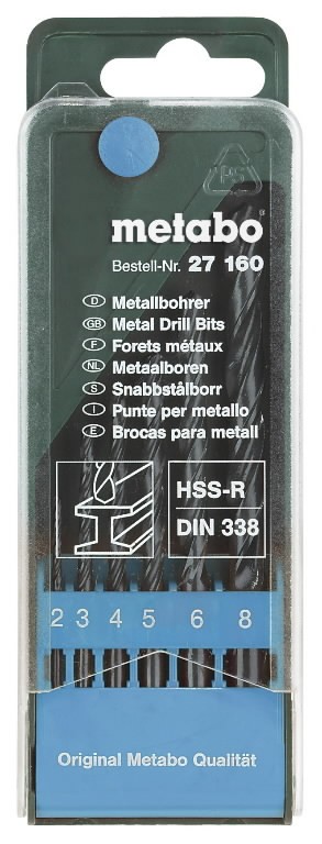 Metal drill bit set Ų2-8mm HSS-R 6pcs, Metabo