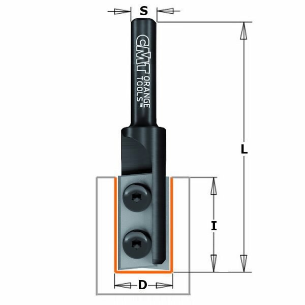 STRAIGHT BIT W.REV. KNIVES S=8 D=16X28.3 RH, CMT