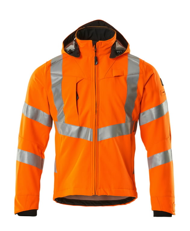 Softshell jacket with hood Blackpool, hi-vis orange 2XL