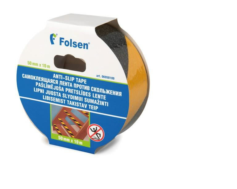 Libisemist takistav teip, kollane/must, PVC 50mmx10m, Folsen