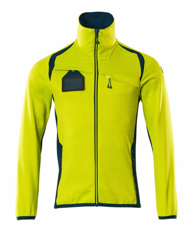 Fleece jumper with zipper Accelerate Safe, yellow/d.petroleu L