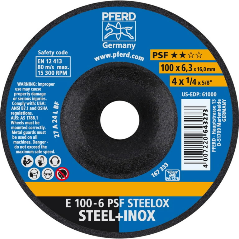 Шлифовальный диск PSF Steel 100x6mm A24 L PSF 16 E, PFERD