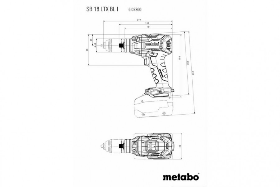 Cordless drill SB 18 LTX BL I carcass in  metaBOX145, Metabo