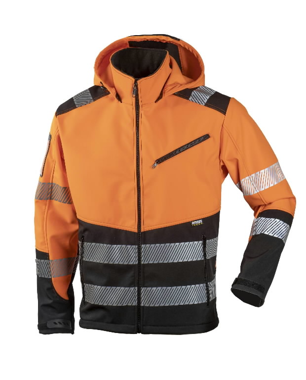 Softshell jacket 6099R, HI-VIS CL2, black/orange 4XL