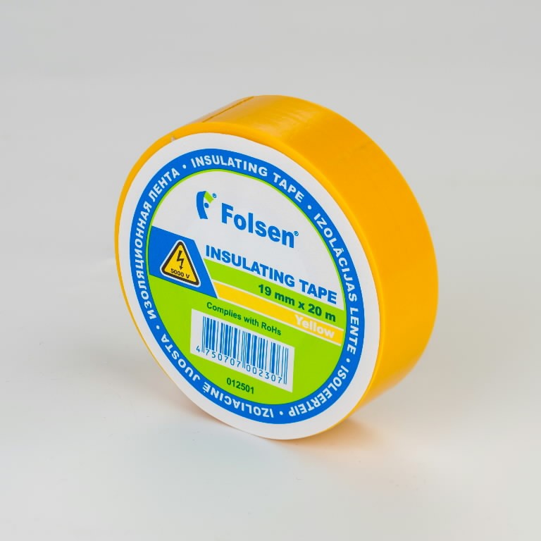Izolācijas lente dzeltena 19mmx20m, Folsen
