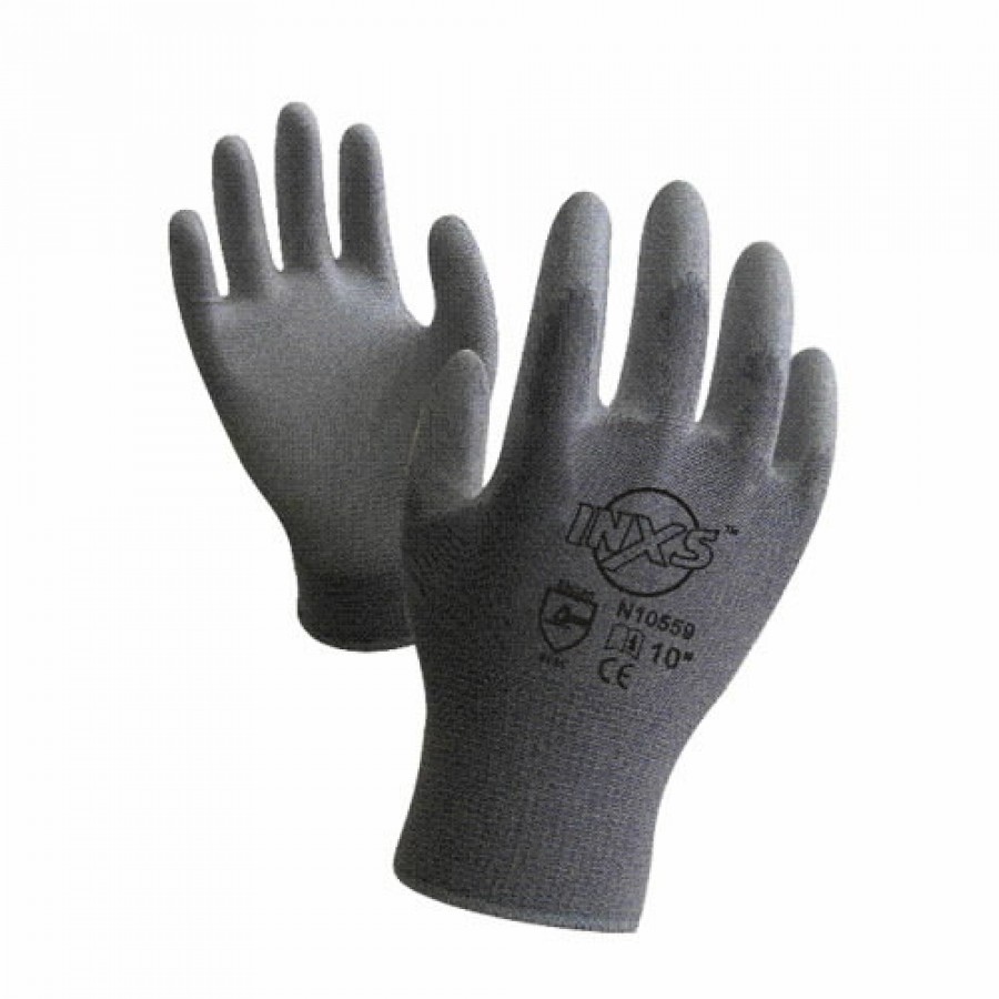 Gloves, nylon, PU coating on palm, grey, INXS 7 1