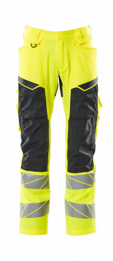 Trousers 19579 stretch zones, hi-vis CL2, yellow/navy 82C66