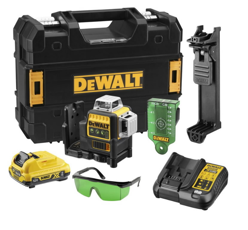 Cross line laser DCE089D1G, 3 green lines, 360°, 2Ah, DeWalt Lasers