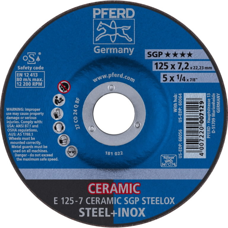 Grinding wheel SGP Ceramic STEELOX 125x7mm, Pferd