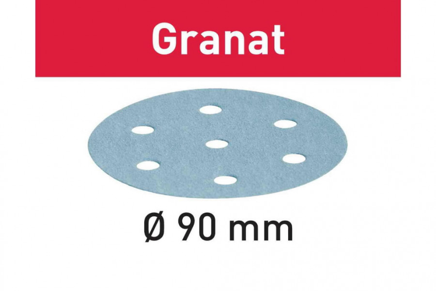 Шлифовальный диск на липучке Velcro Granat 6 отверстий 50шт 90mm P1500, FESTOOL