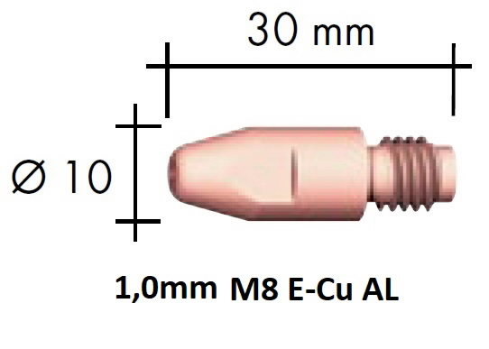 Contact tip E-Cu Al M8x30 1,0mm, Binzel