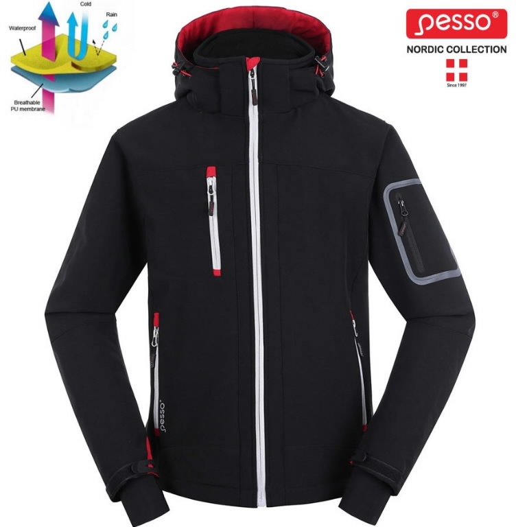 Striukė Softshell su gobtuvu Acropolis, juoda S, Pesso