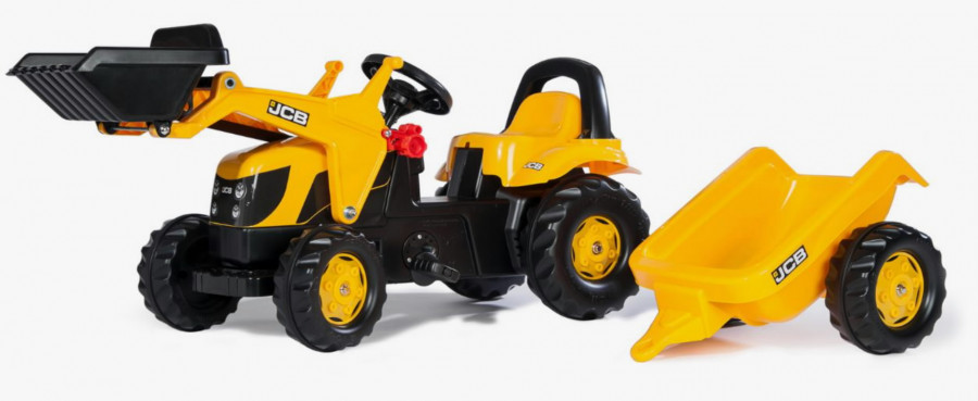 Pedal tractor with trailer JCB ROLLY TOYS, Granit