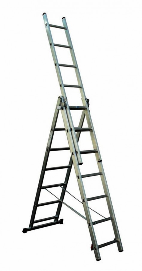 Weekendtas hongersnood Nuchter Combination ladder, three-section 9 steps, Alpe - Leaning ladders