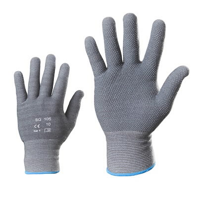 Gloves, woven,  PVC dots on palm side, cotton/Spandex 8