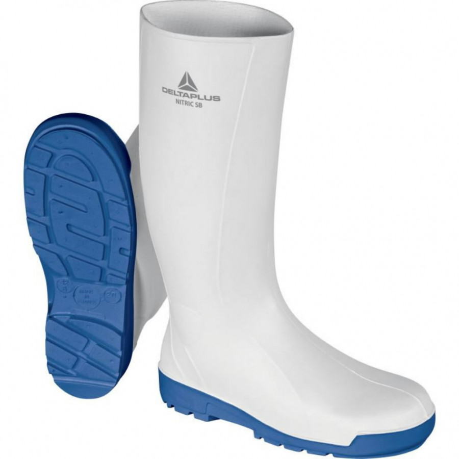 Rubber safety boots  Nitric SBFO SRC, white/blue 43