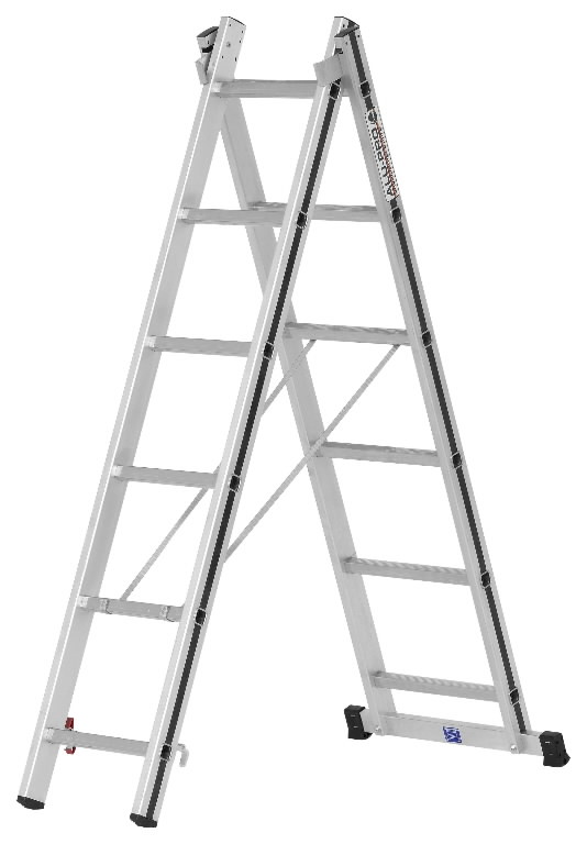 Combination ladder, 2x6 steps, 1,72/2,84m 70045, Alu-Pro