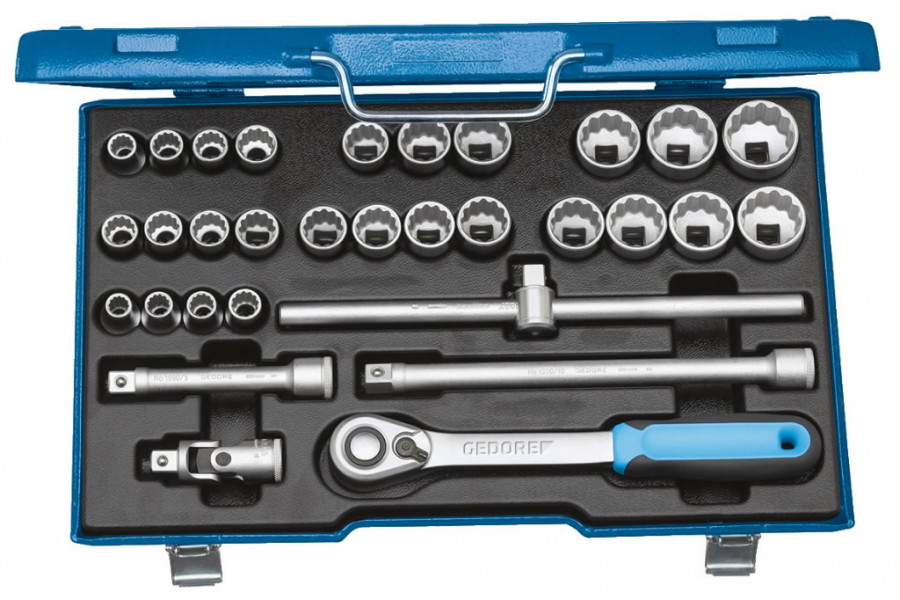 Socket set 1/2´´, D 19 XMAU-20, 11-32mm ja 3/8-1.1/8´´, Gedore