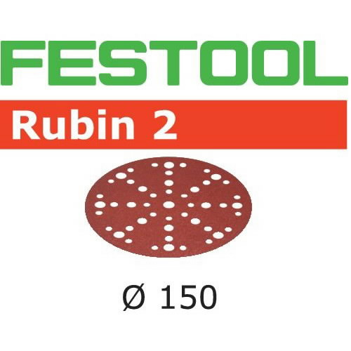 Шлифовальный диск на липучке Velcro Rubin 2 48 отверстий 10шт 150mm P80, FESTOOL