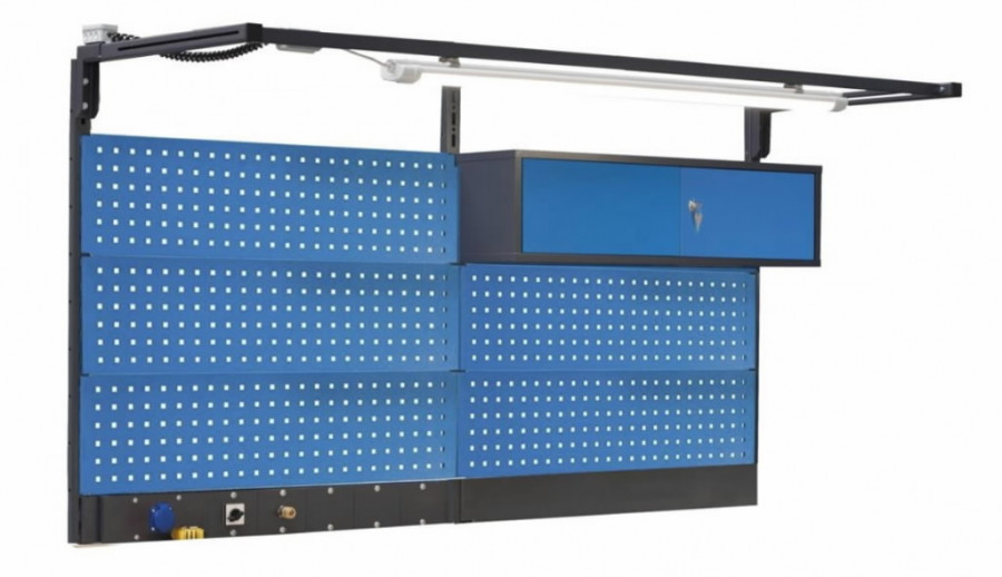 Perforated wall with cabinet and lamp 2000mm 1
