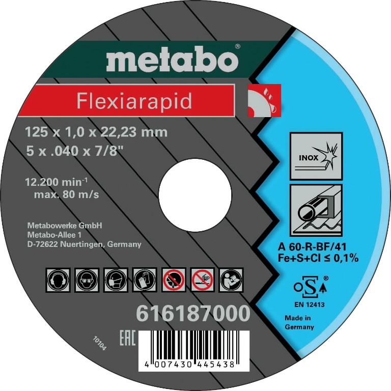 Pjovimo diskas Flexiarapid Inox 125x1mm, Metabo