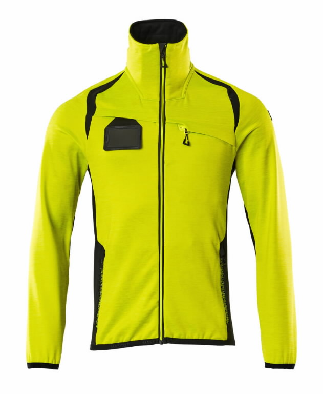 Fleece jumper with zipper Accelerate Safe, yellow/black S