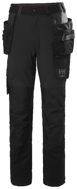 Work pants w hanging pockets Luna 4X stretch women, black C36