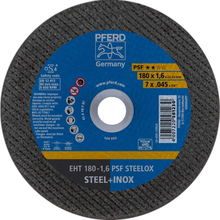 Cut-off wheel PSF Steelox 180x1,6mm, Pferd