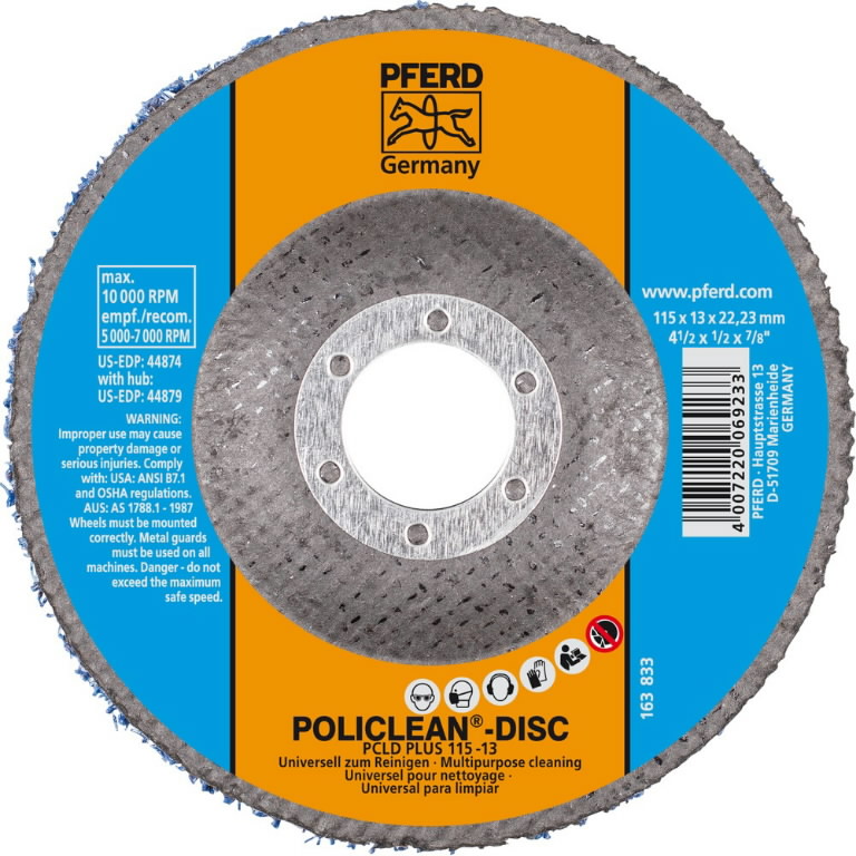 Diskas valymo Policlean PCLD Plus 115x13/22mm, Pferd