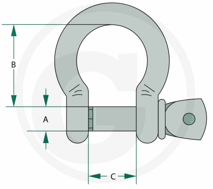 Shackle 13500kg 38X132X57 (A;B;C), Granit