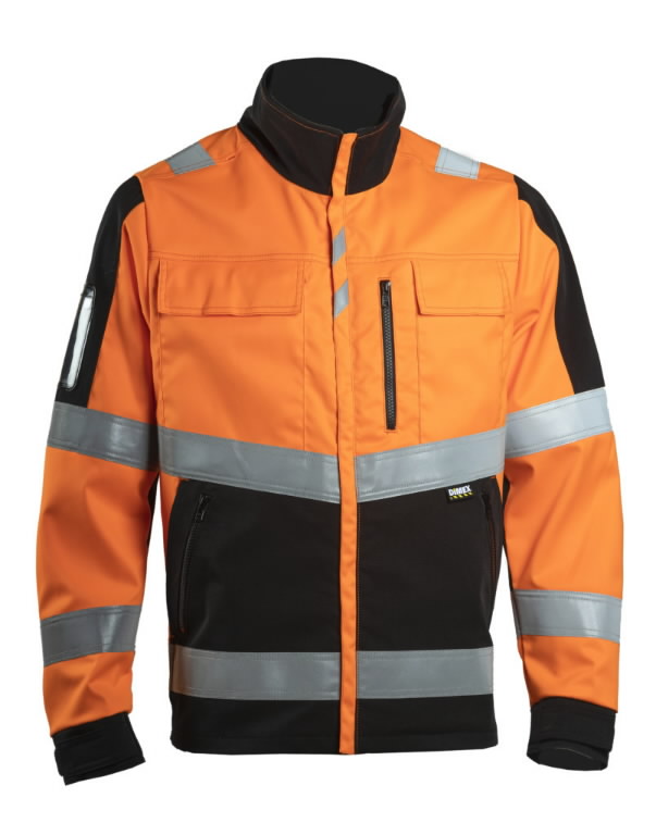 Jacket 6134 stretch hi-vis CL2, orange/black 2XL