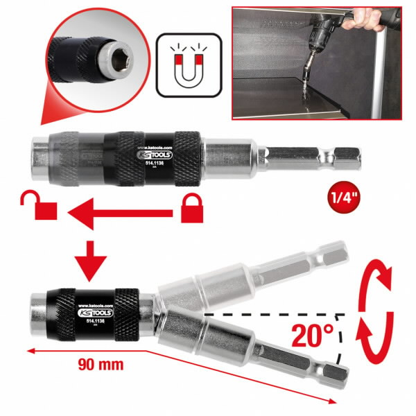 Magnetic quick release bit holder, 1/4´´ with joint 1