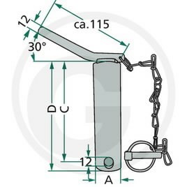 Lower link pin CAT 2 - 28 / 175 Cat. 2, Granit