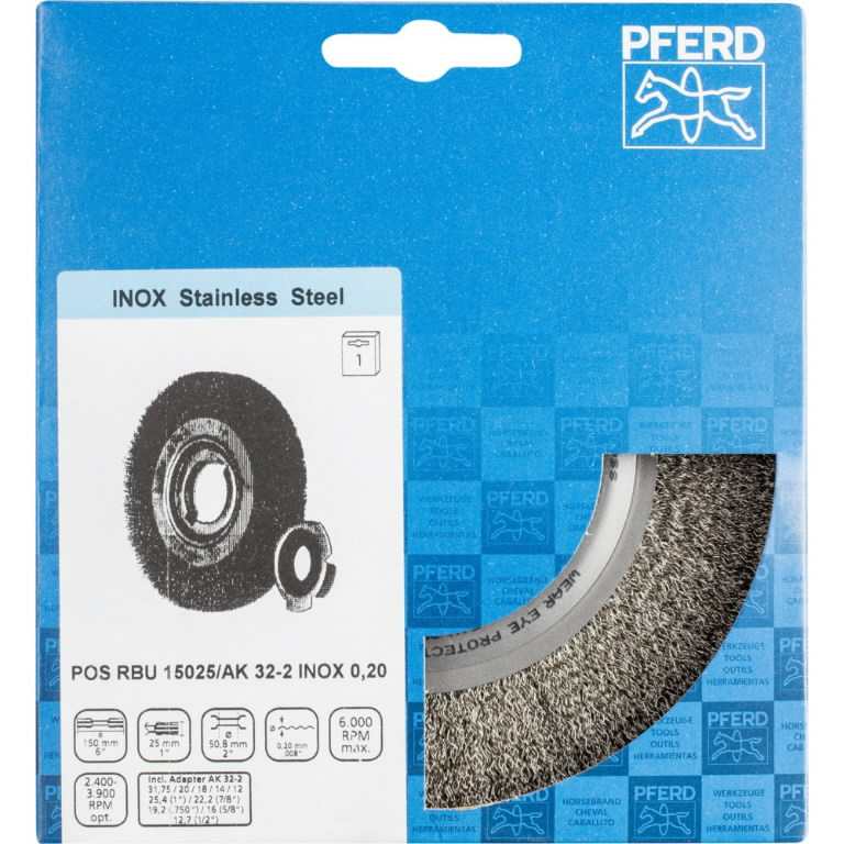 Wheel brush RBU Inox 150x25/AK 32-2 0,2mm 1