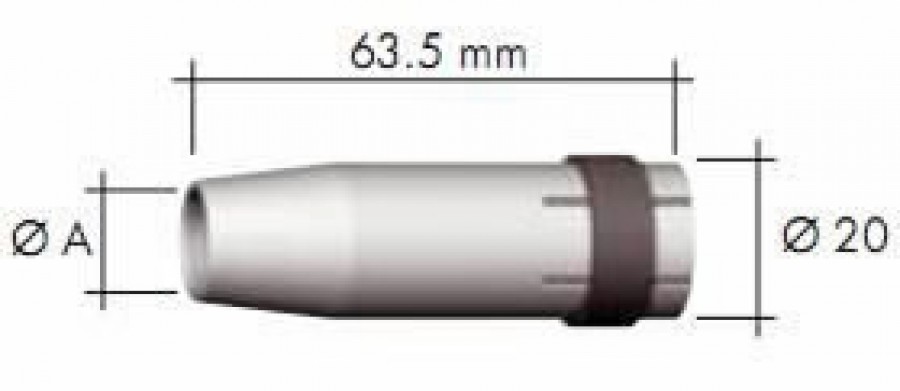 Kaasusuutin, voimakkaasti kartiomainen MB24:lle 10 mm, Binzel