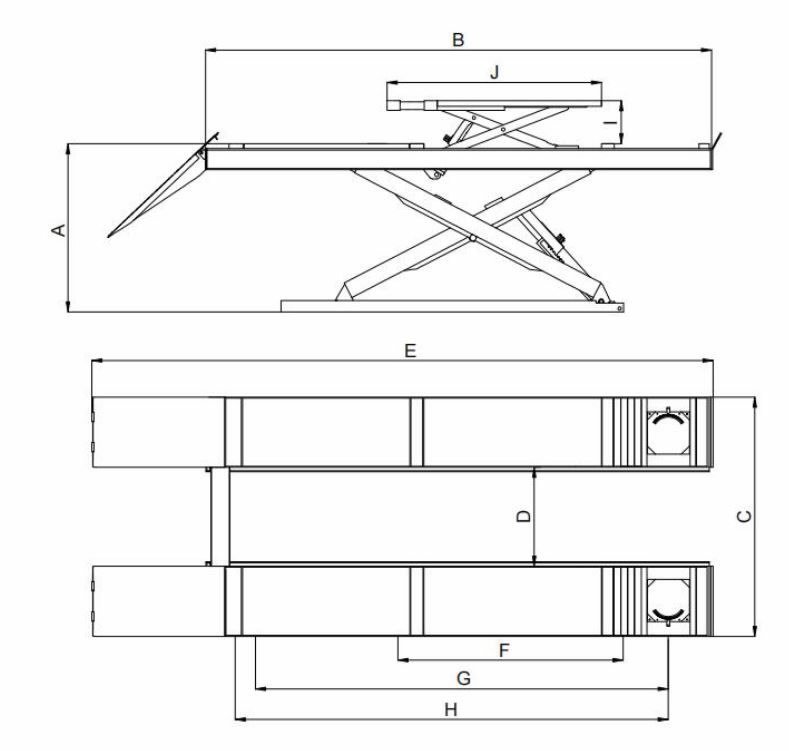 Scissor lift for wheel aligment DX4000A 4T, AMGO, Peaklift Scissor lifts