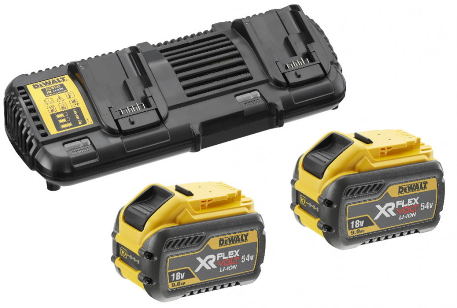Flexvolt dual fast charger for 18 54V + 2x9,0Ah batteries, DeWalt