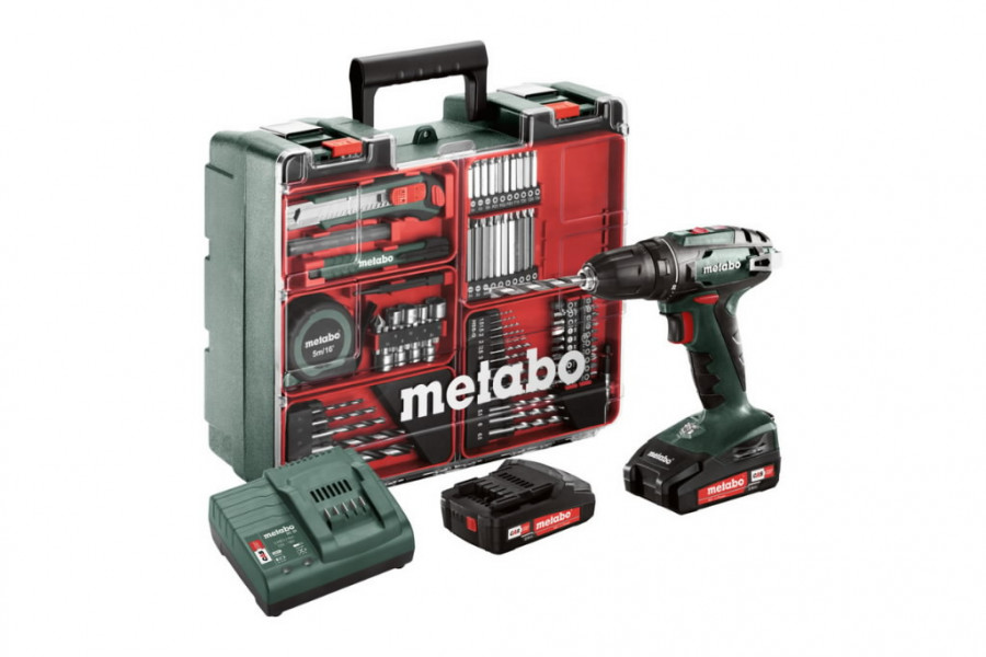 Cordless drill BS 18 - Mobile Workshop 74 accessories, Metabo