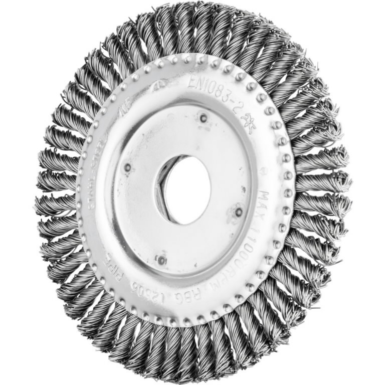 Wheel brush knotted Pipe RBG Steel 125/6mm 22,2mm, Pferd