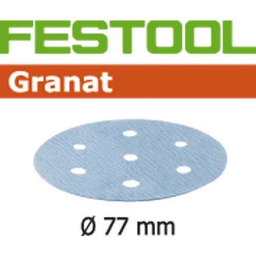 Шлифовальный диск на липучке Velcro Granat 6 отверстий 50шт 77mm P320, FESTOOL