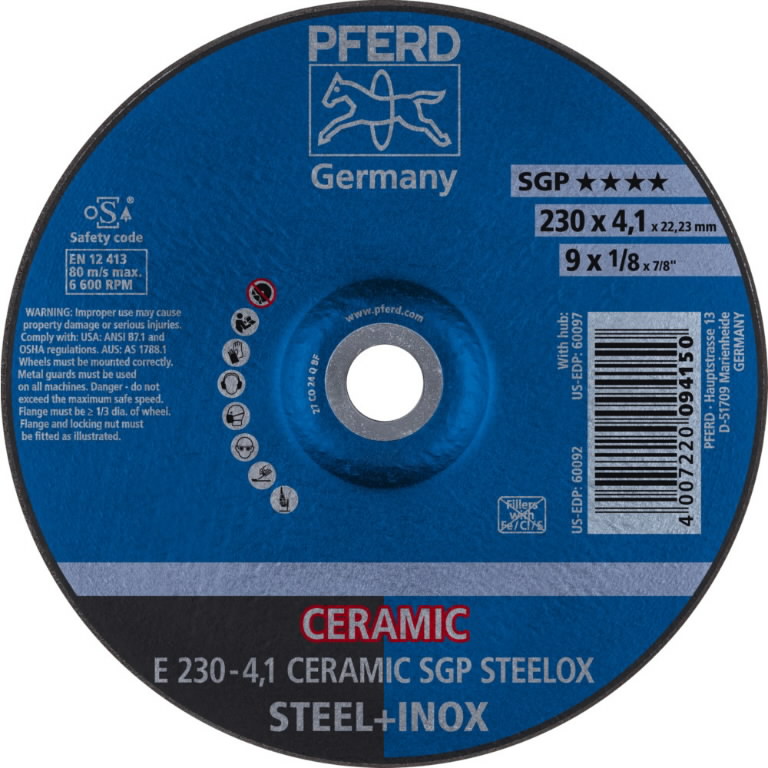 Шлифовальный диск SGP Ceramic Steelox 230x4,1mm, PFERD