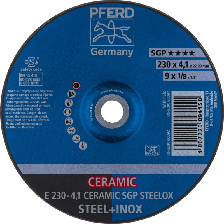 Hiomalaikka SGP Ceramic Steelox 230x4,1mm, Pferd